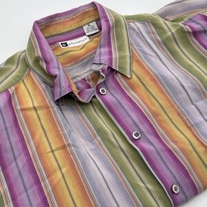 Bachrach Silk Blend Long Sleeve Button Up Shirt Mens XL Colorful Striped